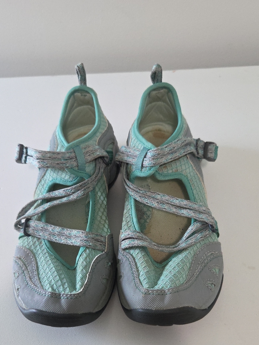 Chaco Light Teal and Gray Mesh Sport Hiking Shoes